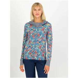 Light blue Women's Floral Zippered Hoodie Blutsgeschwister - Women