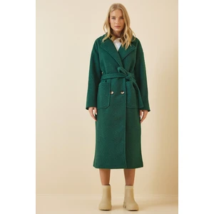 Happiness İstanbul Women's Green Oversize Pocket Bouquette Coat