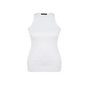 Trendyol Curve White Basic Corduroy Knitted Halterneck Singlet.