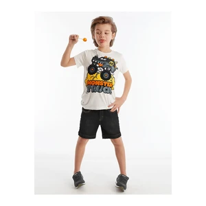 Denokids Monster Car Boys Jeans Shorts Set