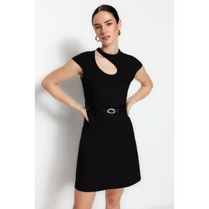 Trendyol Black A-Line Mini Dress with Woven Collar Detailed and Belt