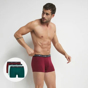 DIM COTTON STRETCH BOXER 3x - Pánske boxerky 3 ks - svetlo modrá - zelená - červená