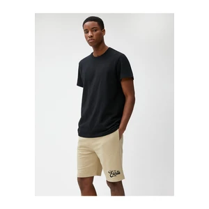 Koton Slogan Printed Shorts With Lace-Up Waist, Slim Fit. Pocket Detailed.