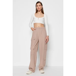 Trendyol Mink Cargo Woven Pocket Detailed Cotton Trousers