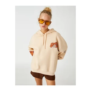 Koton Oversized Sweatshirt Hoodie with Printed Fleece Interior