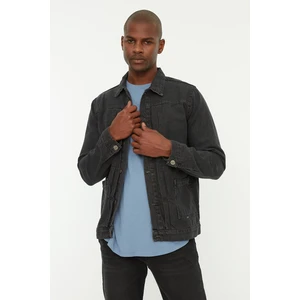 Trendyol Gray Men's Ribbed Denim Jacket