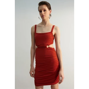 Trendyol Limited Edition Cinnamon Accessory Detail Mini, Flexible Knitted Dress