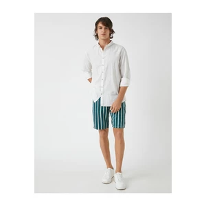 Koton Striped Denim Shorts With Pocket