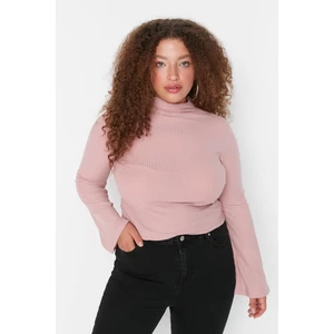 Trendyol Curve Pink Collar Detailed Knitted Blouse