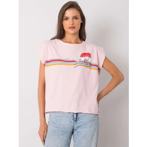 Light pink cotton t-shirt with print