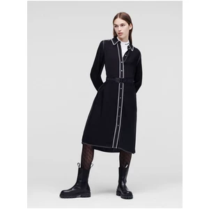 Šaty Karl Lagerfeld Shirtdress W/ Contrast Tape - Černá - 38