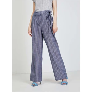 Dark blue striped wide trousers VERO MODA Serena - Ladies