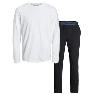 Jack&Jones Pánske pyžamo JAC Stan dard Fit 12221858 White Pants Black M