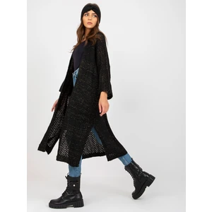 Black oversize long openwork cardigan OCH BELLA