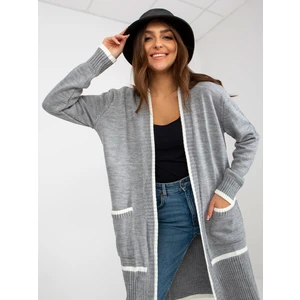 RUE PARIS long cardigan without fastening, grey and ecru