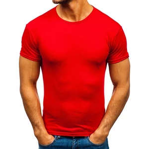 Červené pánské tričko bez potisku Bolf 0001