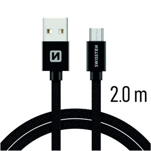 Datový kabel Swissten Textile USB / microUSB 2m, black