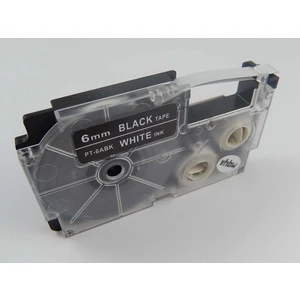 Kompatibilní páska s Casio XR-6ABK, 6mm x 8m bílý tisk / černý podklad