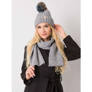 RUE PARIS Gray winter set, hat and scarf