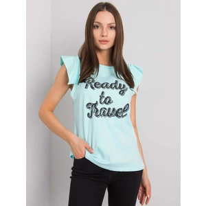 Ladies' mint blouse with a print