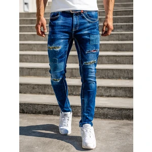 Tmavě modré pánské džíny slim fit s páskem Bolf 80034W0