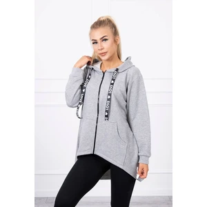 Sweatshirt with longer back and hood gray