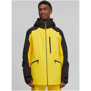 ONeill Černo-žlutá pánská sportovní zimní bunda s kapucí O'Neill Diabase - Pánské