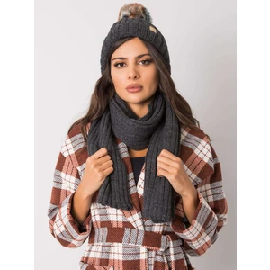 RUE PARIS Graphite winter set, hat and scarf