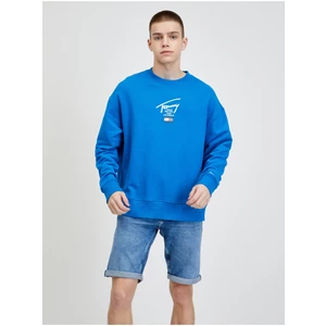 Blue Men's Sweatshirt with Tommy Jeans Print - Men's