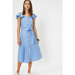 Koton Women's Blue Button Detailed Dress