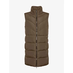 Brown Quilted Long Vest Noisy May Dalcon - Women