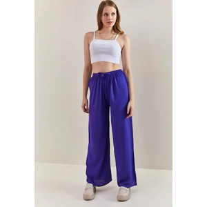 Bianco Lucci Women's Waist Belted Wide Leg Viscose Trousers