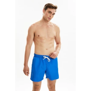 Trendyol Men's Blue Striped Swim Shorts with Zipper Pockets