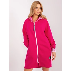 Fuchsia long sweatshirt with zipper