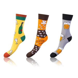 Bellinda <br />
CRAZY SOCKS 3x - Zábavné crazy ponožky 3 páry - oranžová - žltá - sivá