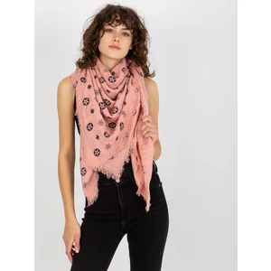 Women's scarf with print - powder pink