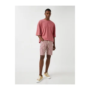 Koton Striped Denim Shorts With Pocket