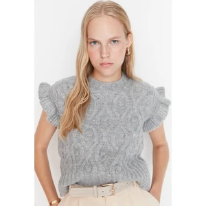 Trendyol Gray Crop, Soft Textured Knitwear Sweater