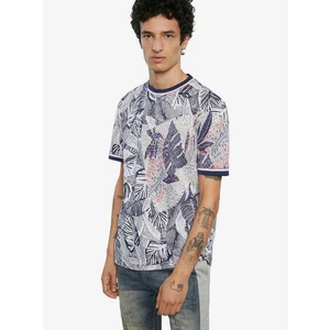 Light grey Men's T-Shirt with Tropical Pattern Desigual TS Cadmo - Men