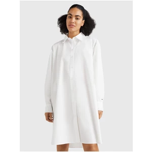 Bílé dámské oversize košilové šaty Tommy Hilfiger - Dámské