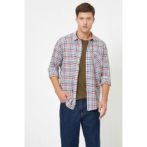 Koton Men's Red Check Shirt with Pocket Detail