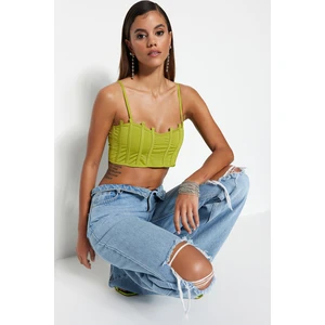 Trendyol Light Green Crop Lined Knitted Bustier