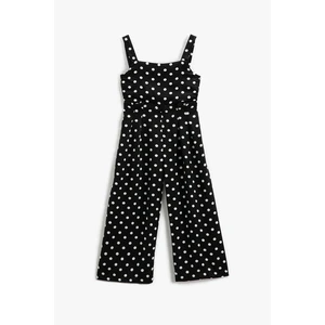 Koton Girl's Jumpsuit with Wide Leg, Polka Dots, Tie Front 3skg40016aw