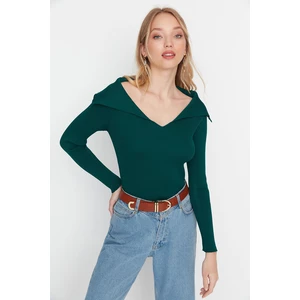 Trendyol Emerald Green Collar Detailed Knitwear Sweater