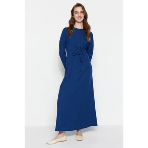 Trendyol Indigo Lace-Up Detailed Woven Dress