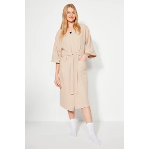 Trendyol Knitted Dressing Gown with Stone Texture Belt