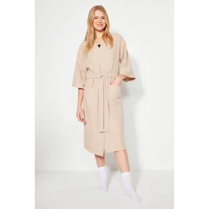 Trendyol Knitted Dressing Gown with Stone Texture Belt