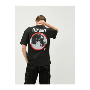 Koton Nasa Oversized T-Shirt with Printed Back Crew Neck Licensed
