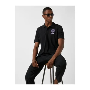 Koton College Embroidered Polo Neck T-Shirt