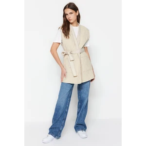 Trendyol Beige Waist, Belted, Quilted Vest